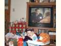 Kerrington watching Santa on TV